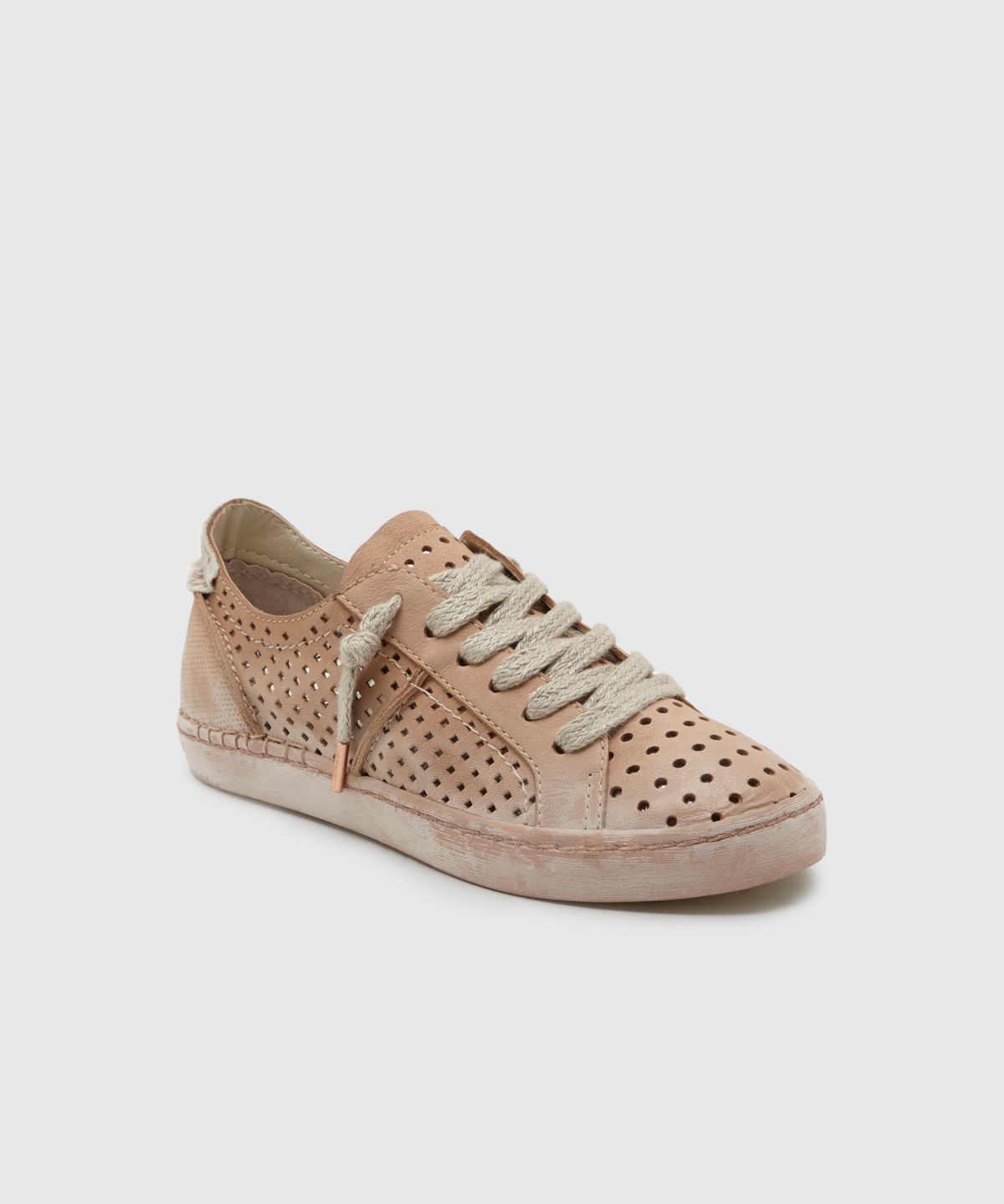 blush pink perforated sneakers