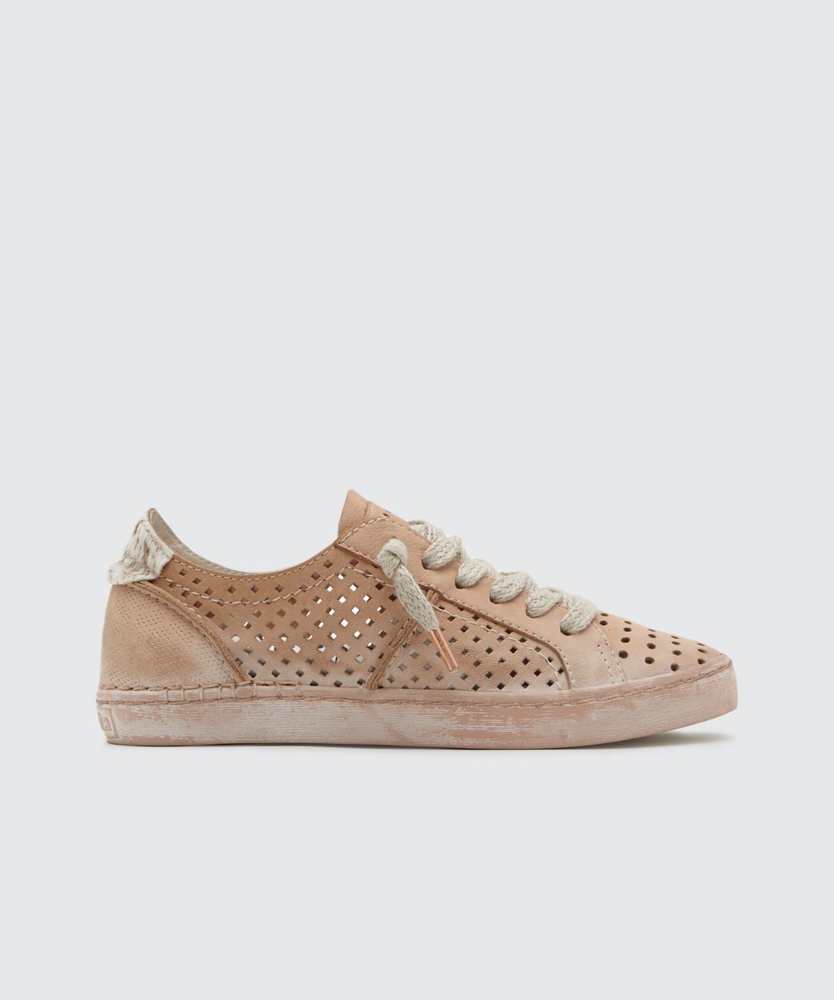 blush pink perforated sneakers