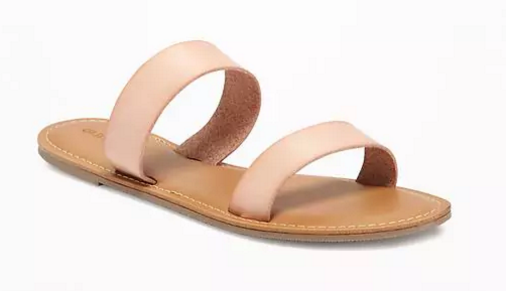 light pink double strap flat sandals