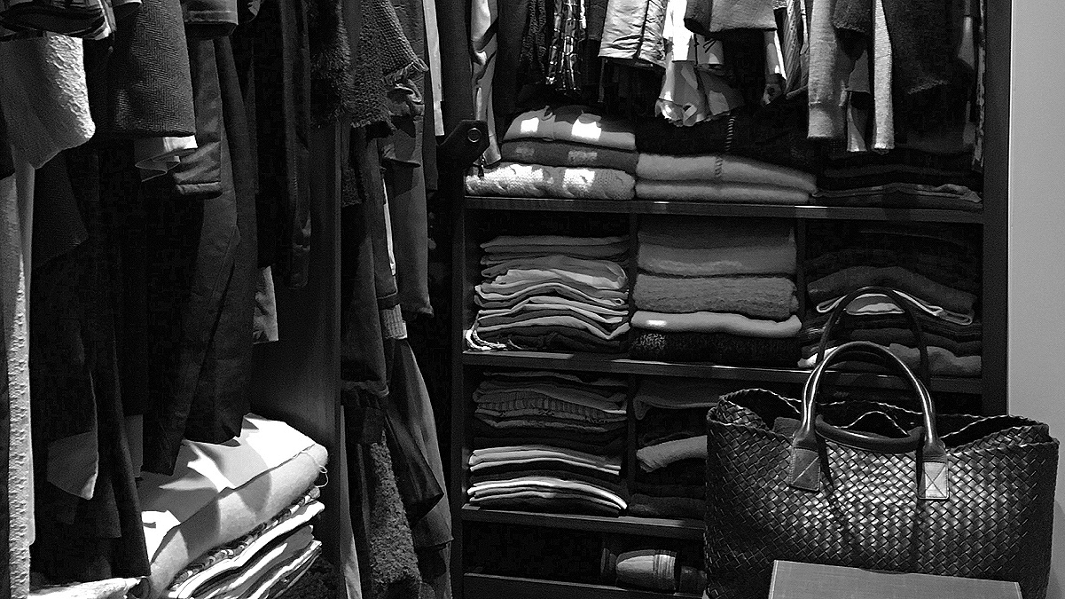 Closet in black and white photo filter