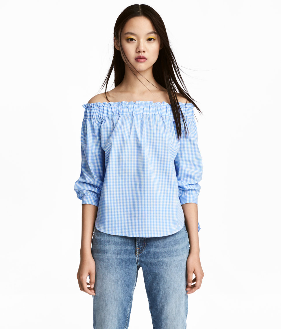 H&M off the shoulder blouse in blue