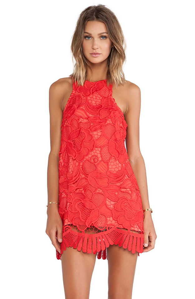 Lovers + Friends red lace dress
