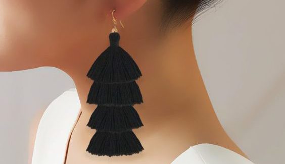 Black tassel earrings