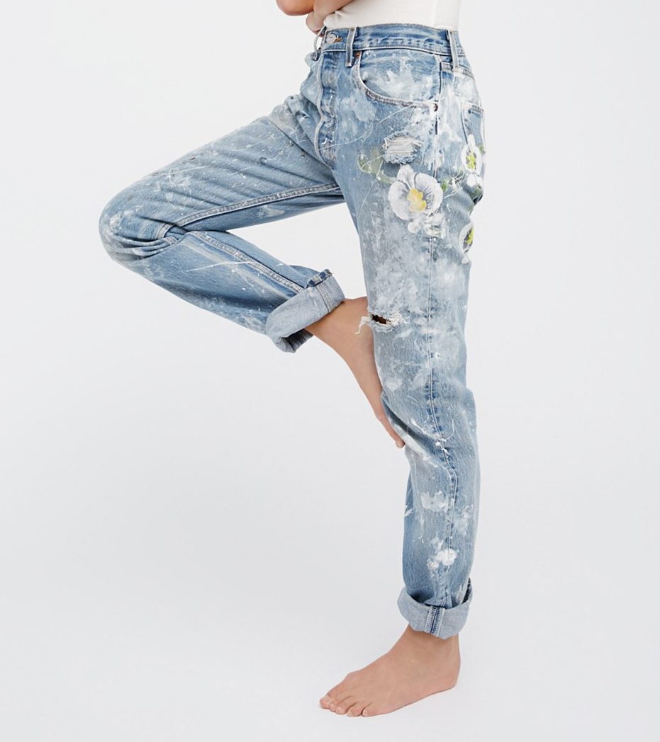 Free People painted orchid jean