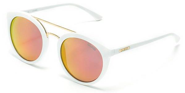 Guess Kara sunglasses with white frames and pink lenses