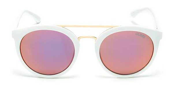 Guess Kara sunglasses with white frames and pink lenses