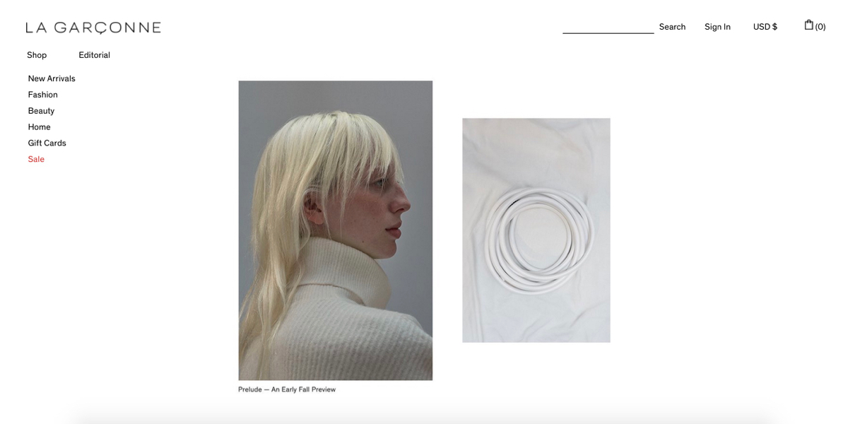 La Garçonne website screenshot