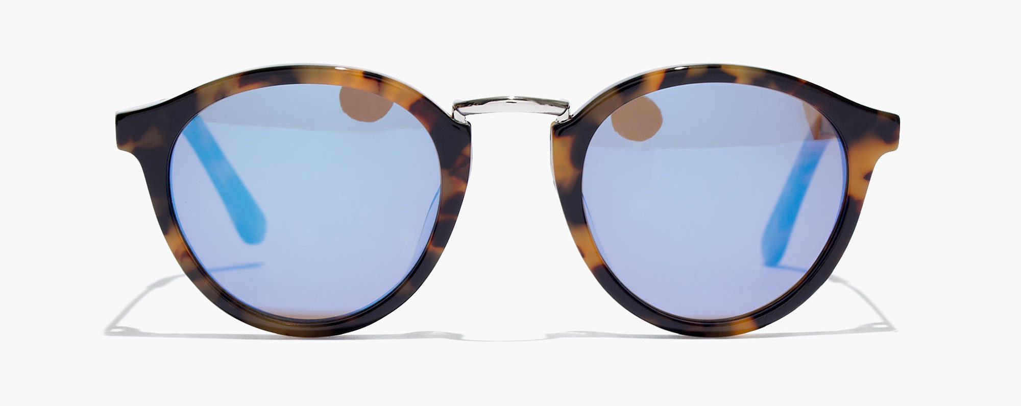Madewell Indio sunglasses with tortoise frame and blue lenses