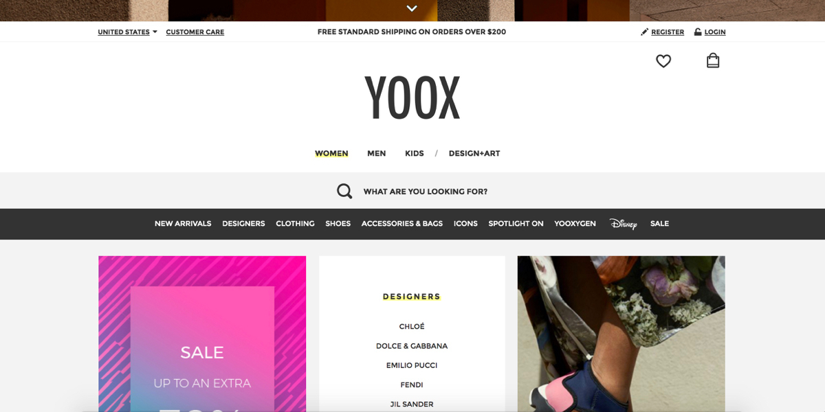 YOOX website screenshot