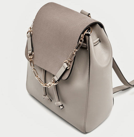 Zara beige backpack back view