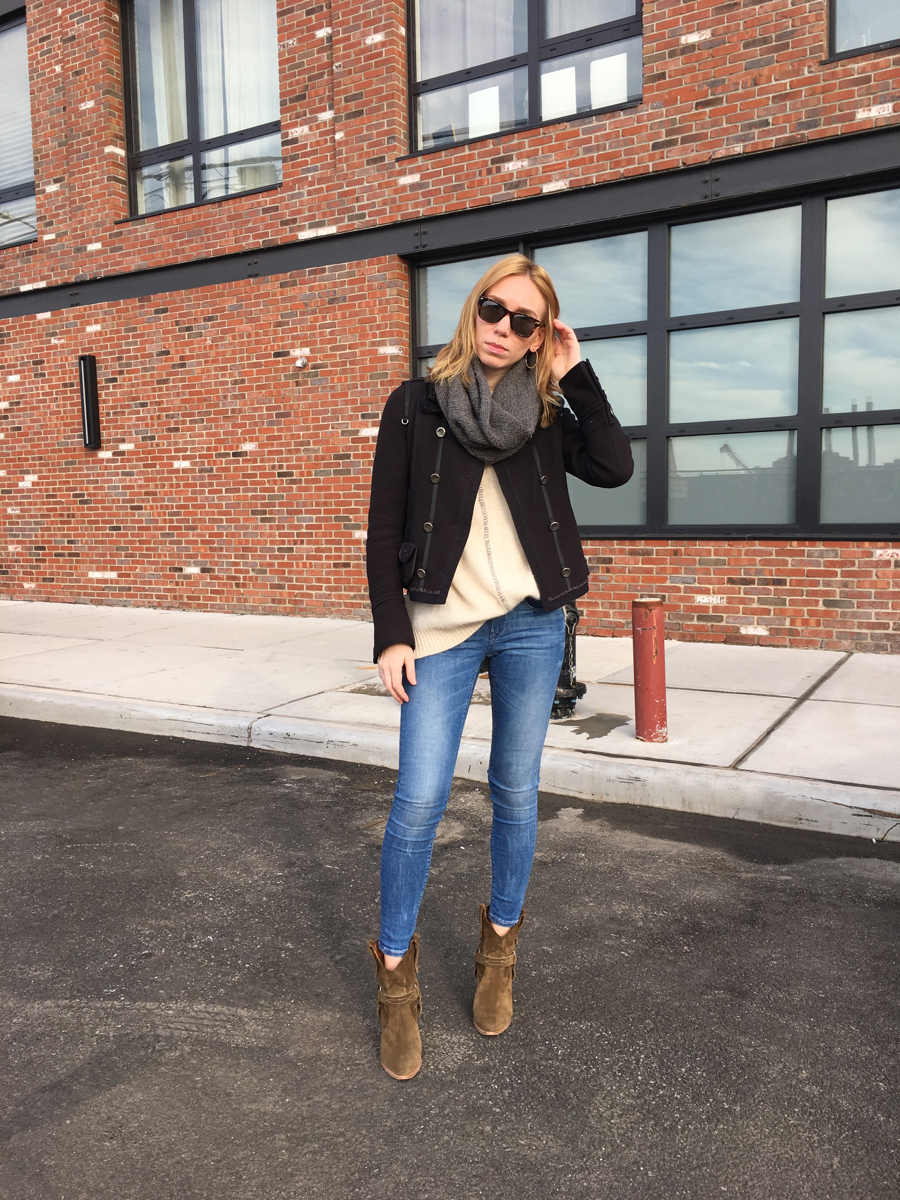 Woman posing in street