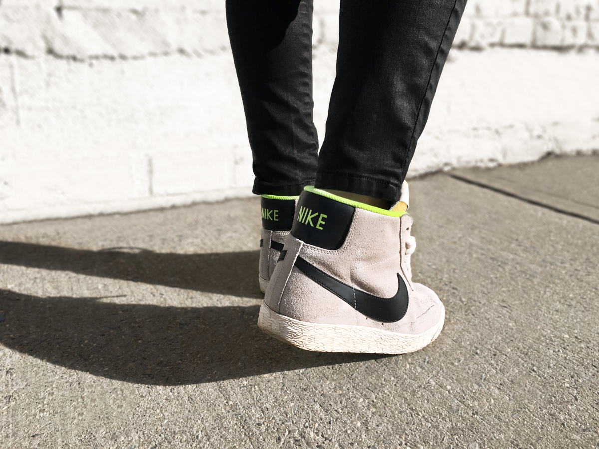 Back view of Nike grey sneakers