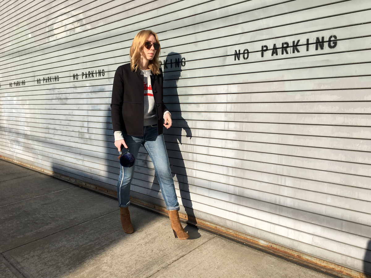 Woman walking in street style outfit