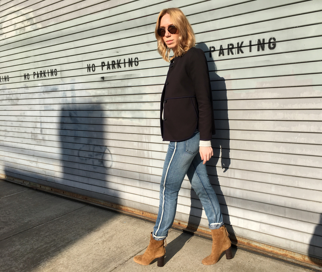 Woman walking posing in outfit