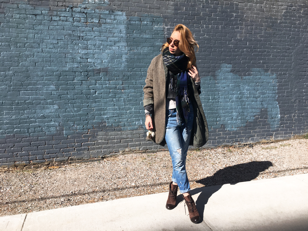 Woman posing in street style photo