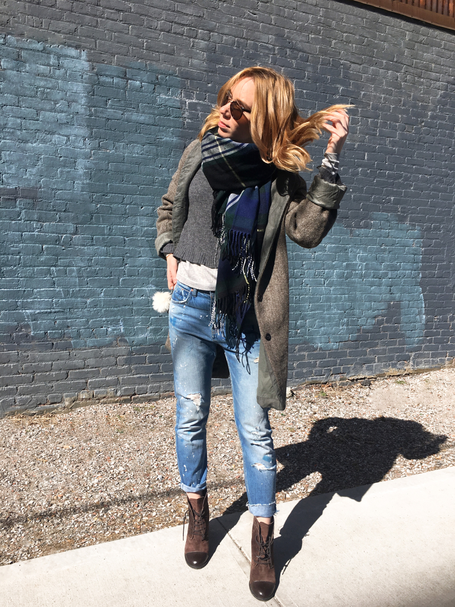 Woman posing in street style photo