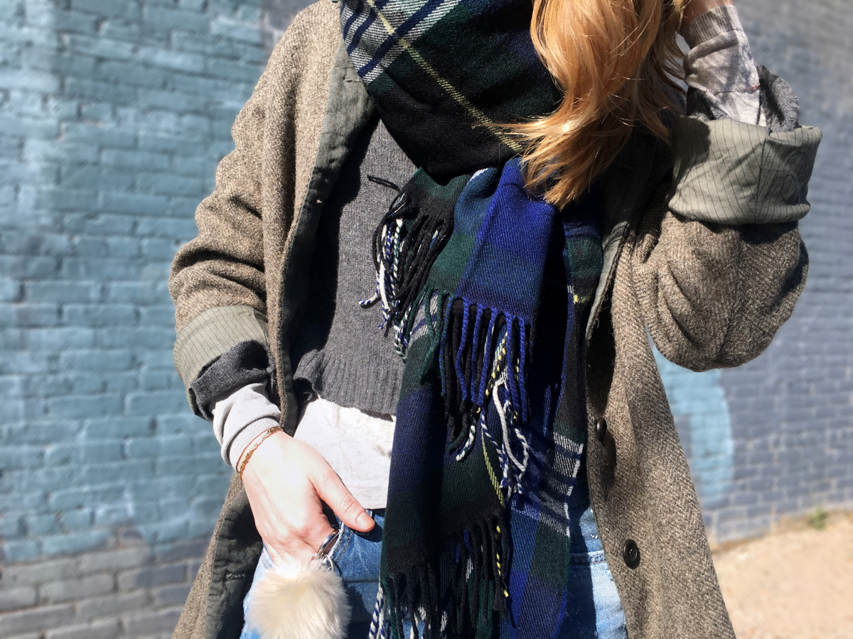 Detail shot of coat and scarf