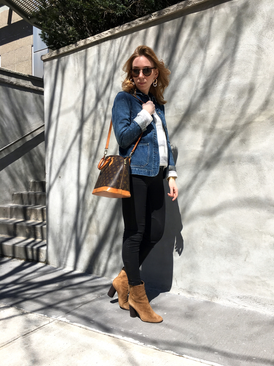 Woman posing in street style photo