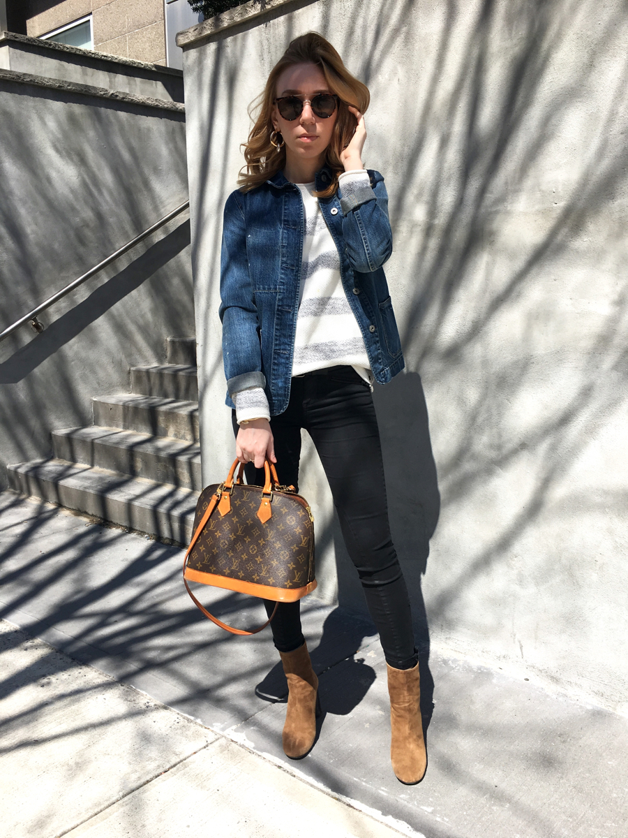 Woman posing in street style photo