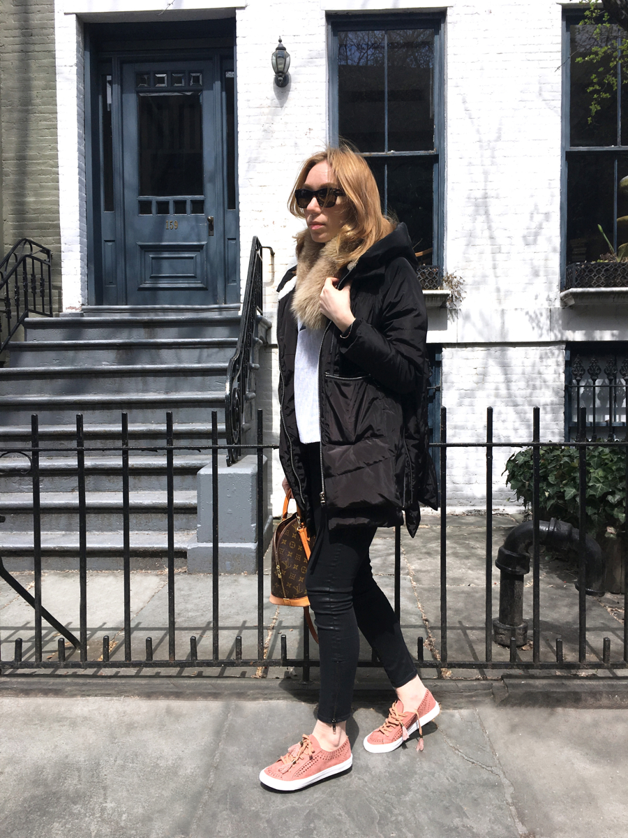 Woman wearing outfit in streetstyle photo