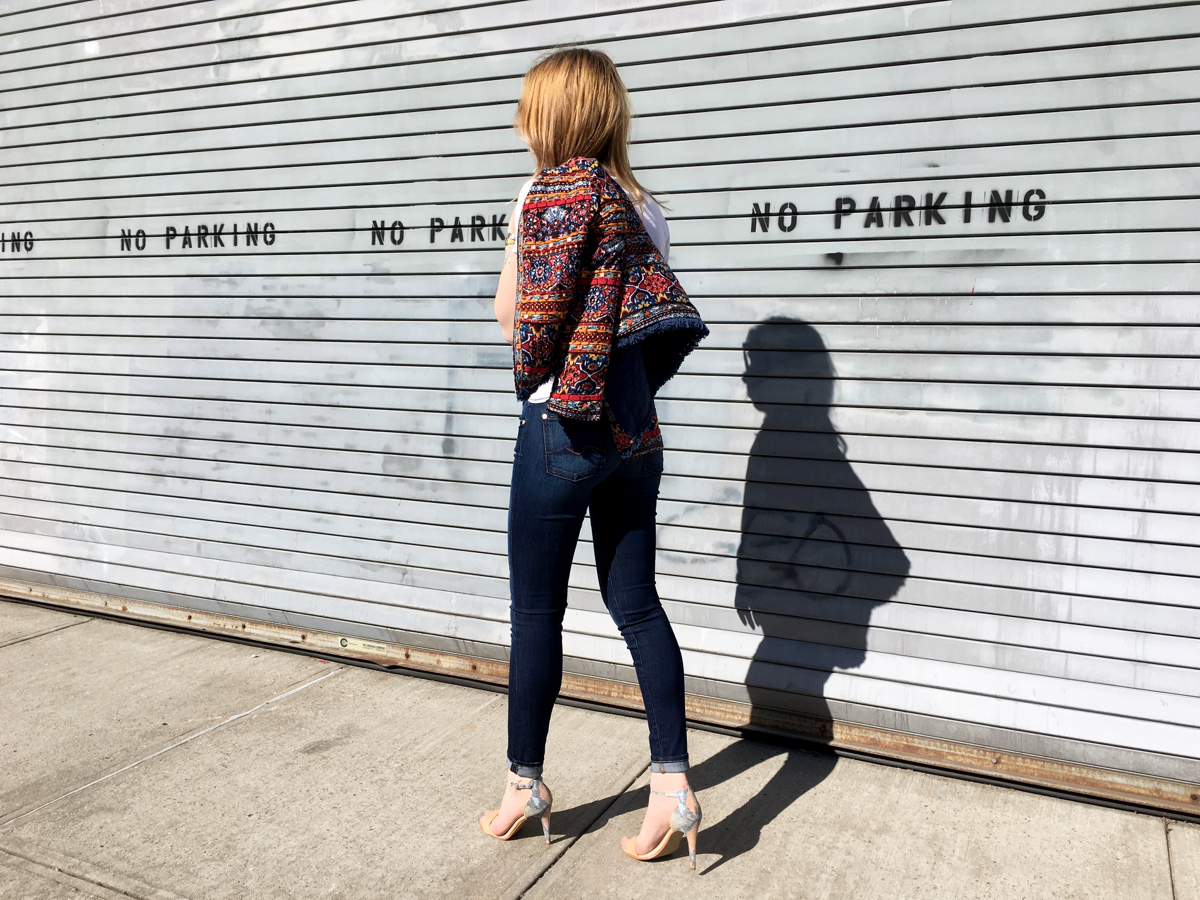 Woman walking in street style photo