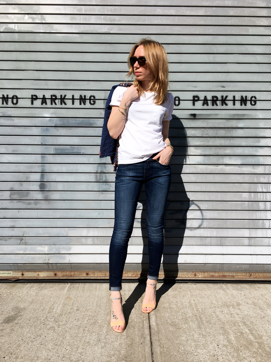 Woman wearing embellished jacket outfit