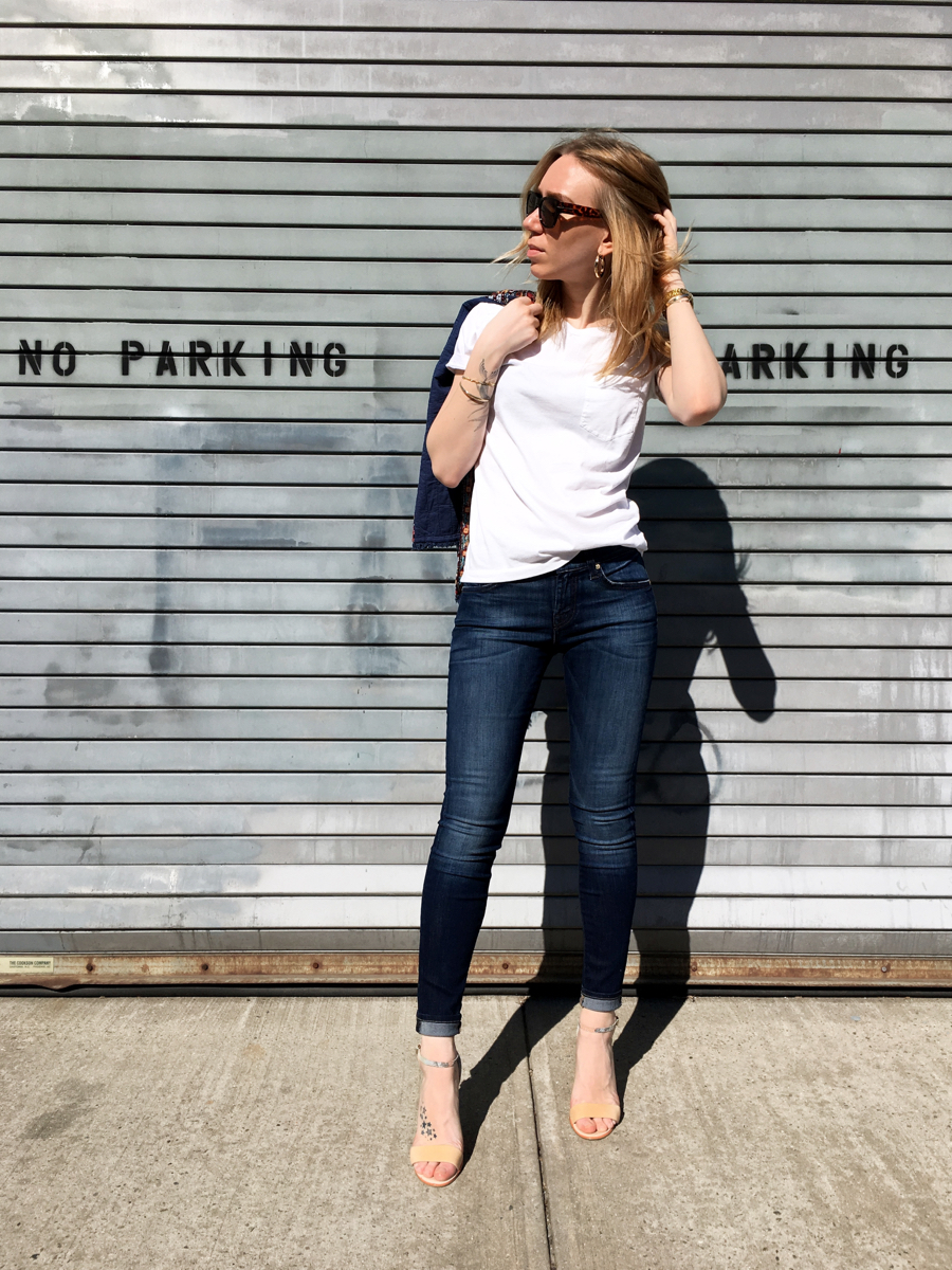 Woman wearing embellished jacket outfit