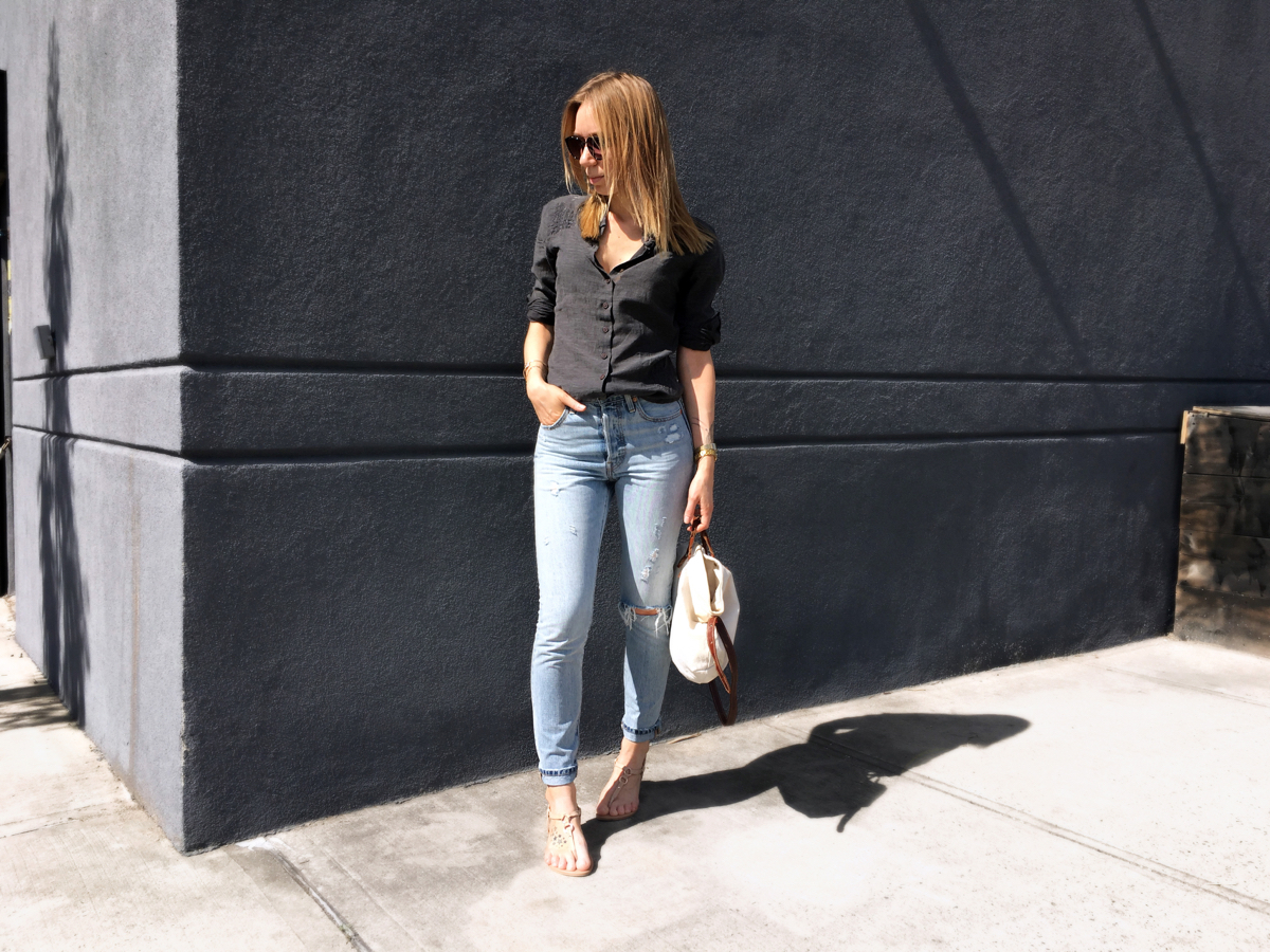 Woman posing for outfit photo