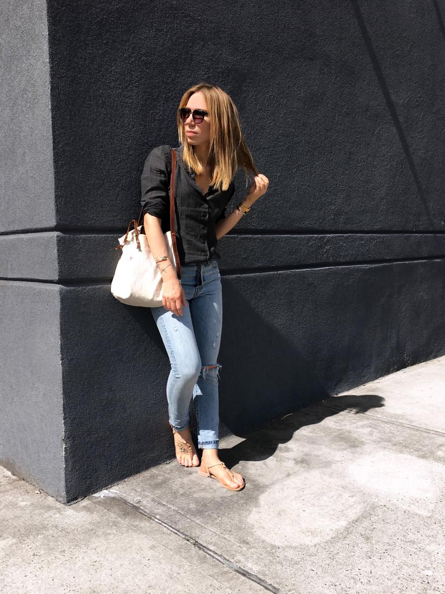 Woman posing for outfit photo