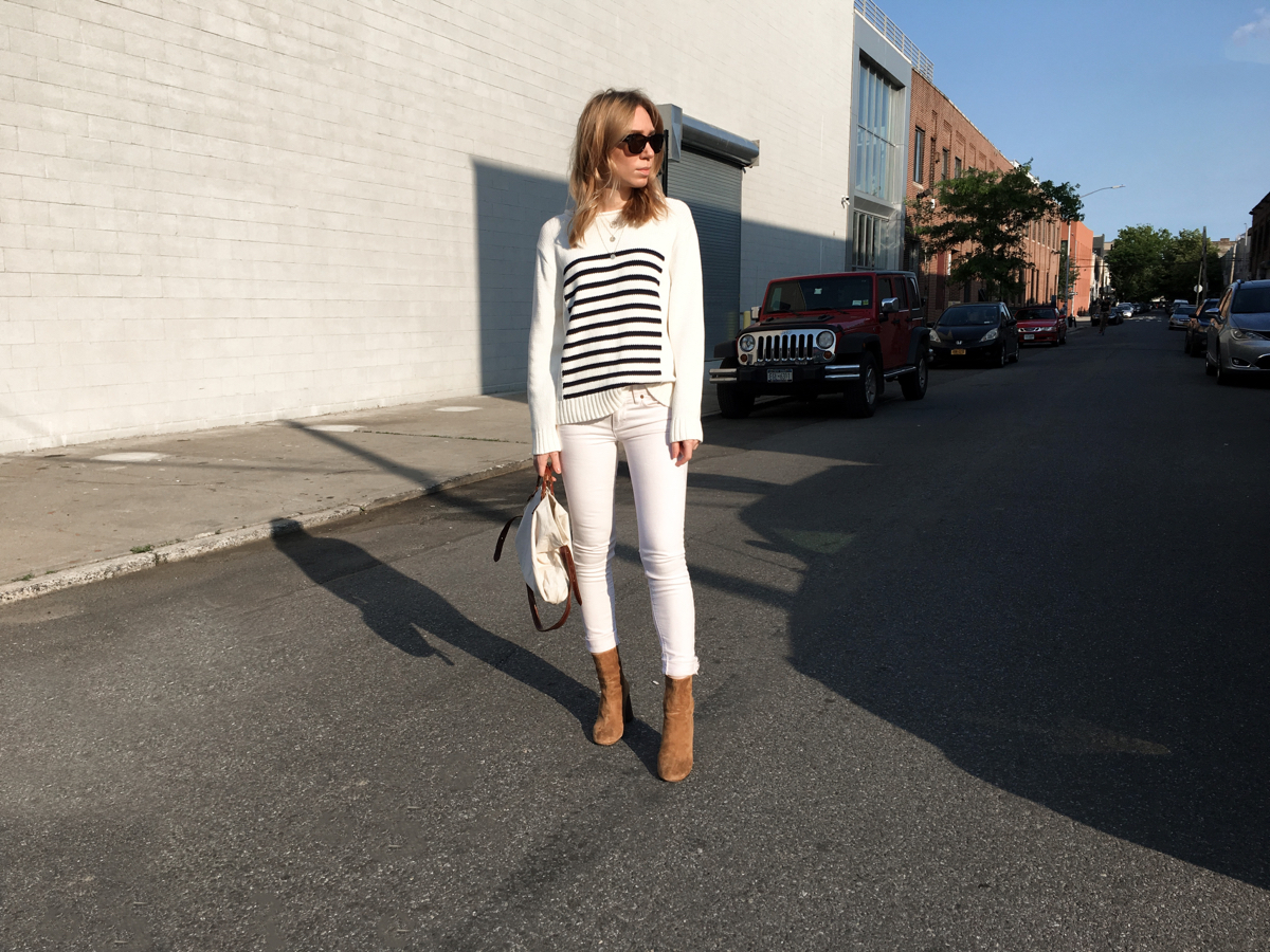 Woman posing in street style photo