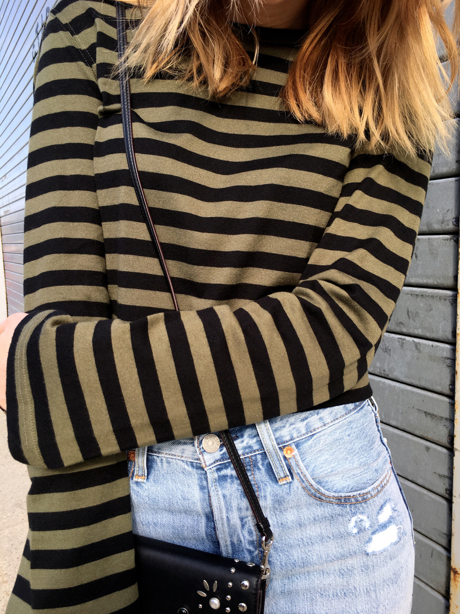 Detail shot of stripe shirt