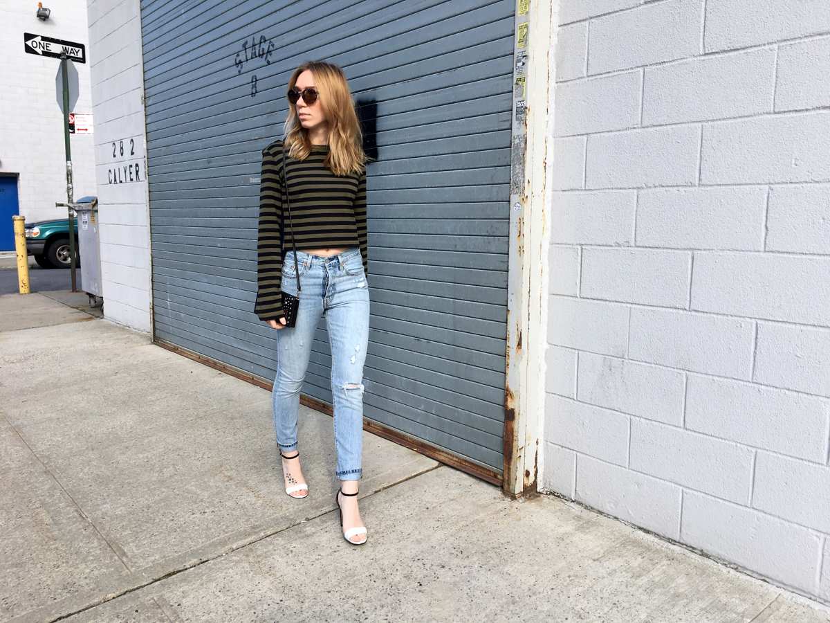 Woman walking in street style photo
