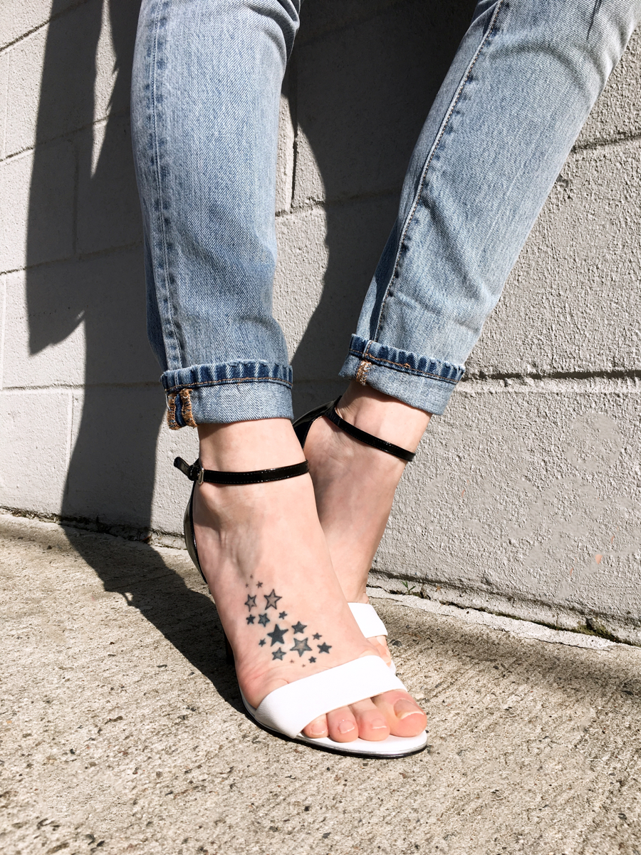 Detail shot of strappy heels