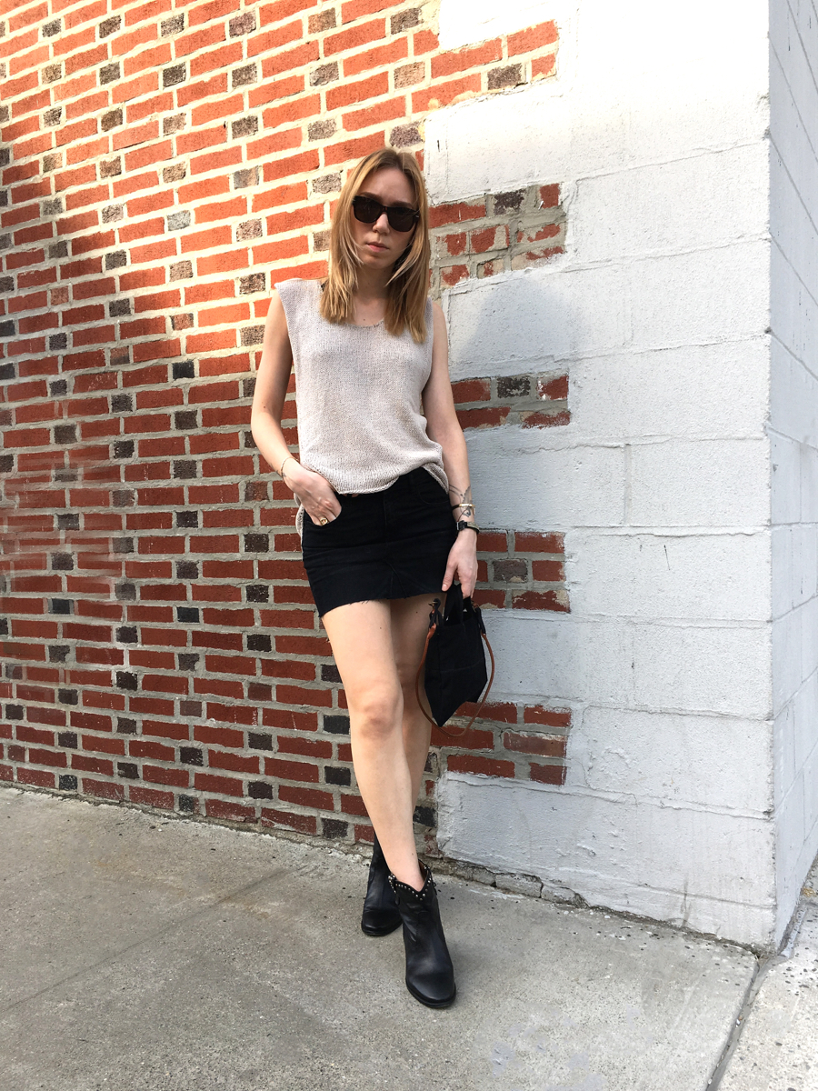 Woman posing in street style photo