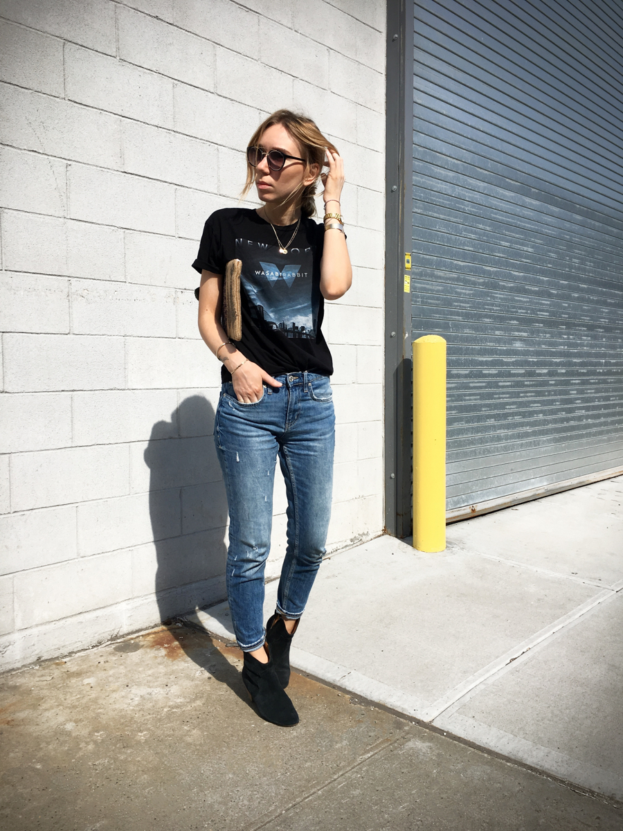 Woman posing in street style photo