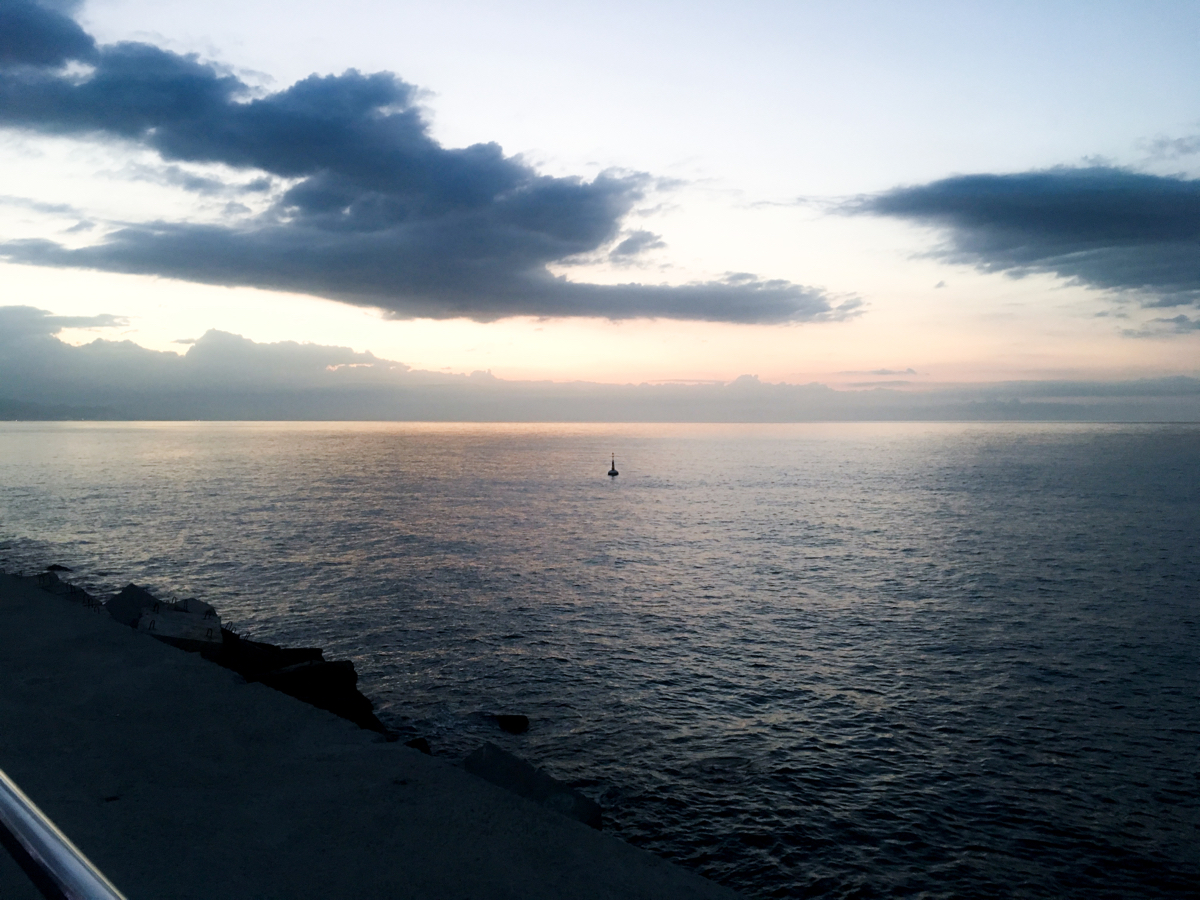 Sunrise in Barcelona overlooking ocean
