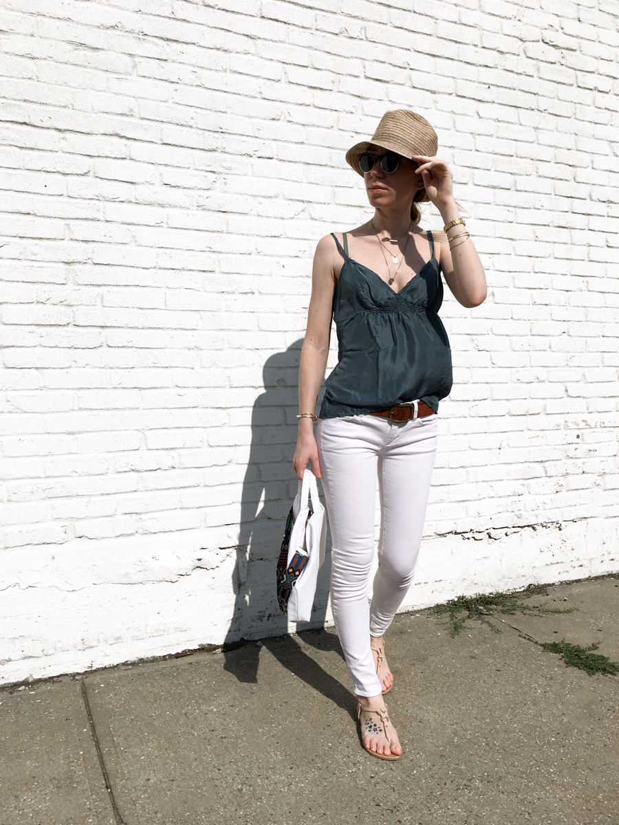 Woman posing in street style photo